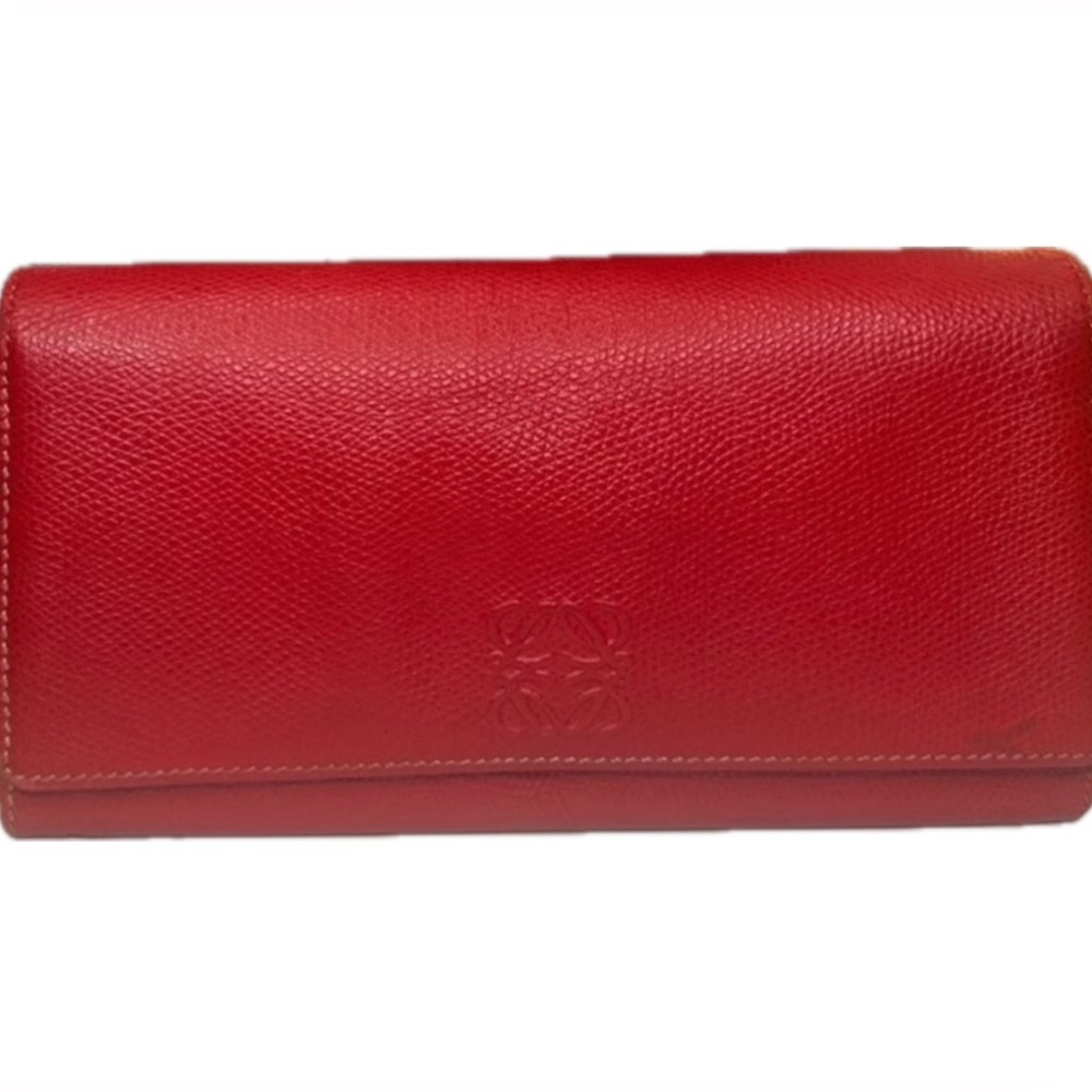 Loewe Red Calfskin Women’s Long Bifold Wallet